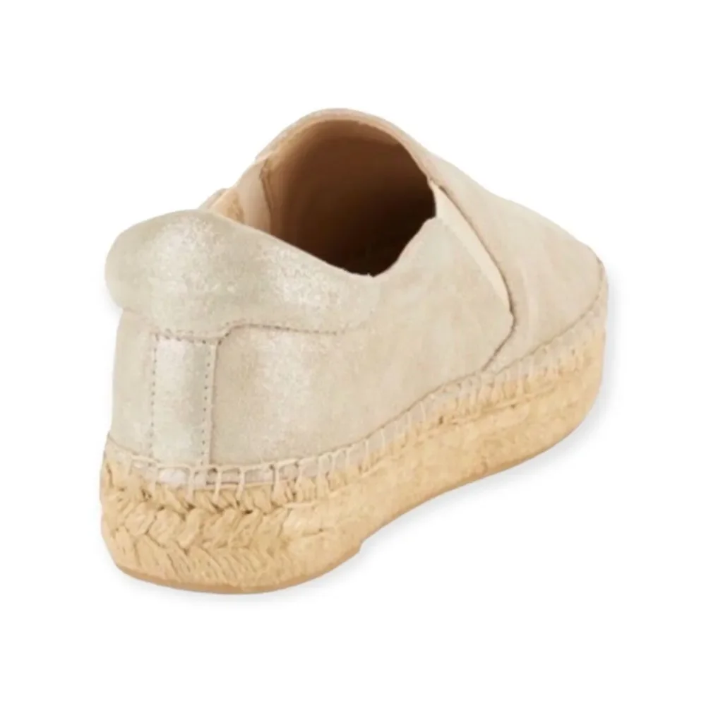 Marc Fisher Metallic Leather Espadrilles Slip On Hemp Wrap Loafers